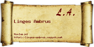 Linges Ambrus névjegykártya